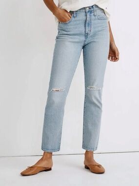 Madewell High Rise Distressed Boyfriend Jeans Boho Crop Light Beach Preppy